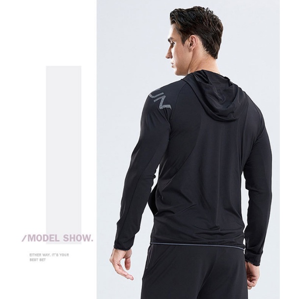 Áo Khoác Thể Thao Có Mũ Trùm Chất Liệu Co Giãn / Khô Thoáng Nhanh Chóng / Gió Thời Trang Cho Nam