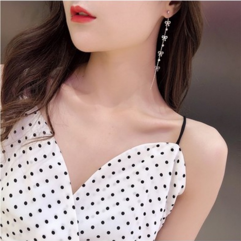 Đôi Khuyên Tai Dài Đính Đá Thời Trang Cho Nữ