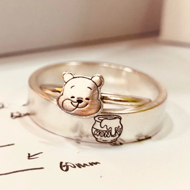 Winnie the Pooh nhẫn cặp đôi hoạt hình dễ thương nhẫn mở hàn quốc