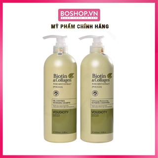 Combo Dầu Gội Xả Dưỡng Ẩm Yuiluim Biotin & Collagen Pure Mint Extract Softening Moisturizing 1000ml