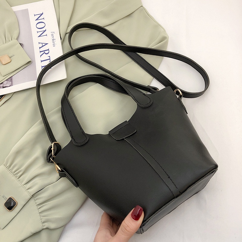 Túi Xách Bucket 2022 Màu Trơn Phong Cách Phương Tây Thời Trang Mùa Xuân Cho Nữ FT7060
