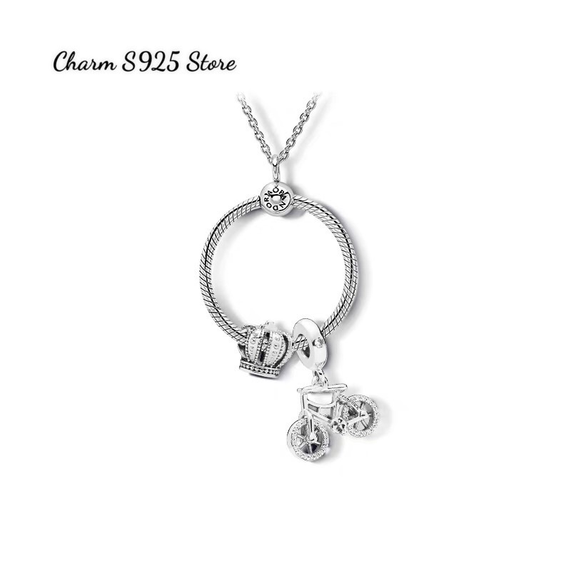 combo mặt dây chuyền charm pan mix 2 hạt charm cá tính bạc s925 cao cấp