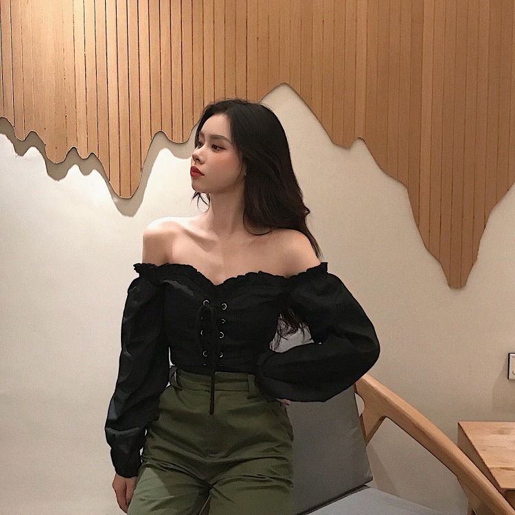 IELGY    Áo Sơ Mi Ngắn Thắt Cà Vạt Eo Cao Thời Trang Dành Cho Nữ