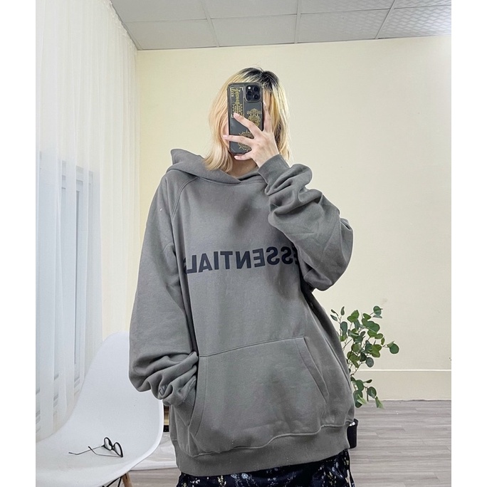 ÁO HOODIE NỈ CÓ MŨ ESSENTIALS MÙA ĐÔNG 2021 - Hình in cao su dập nổi