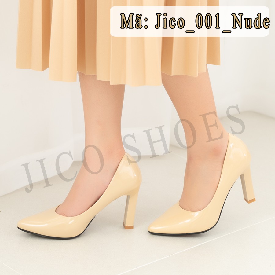 GIÀY CAO GÓT BÍT MŨI DA BÓNG TRƠN CAO 8 PHÂN - JICO SHOES - [ LC329 ]