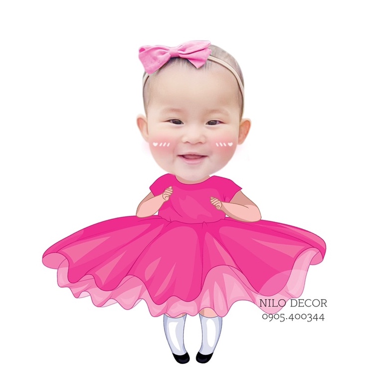 Hình chibi sinh nhật  cao 25cm, thiết kế chibi sinh nhật cho bé trang trí tiệc sinh nhật
