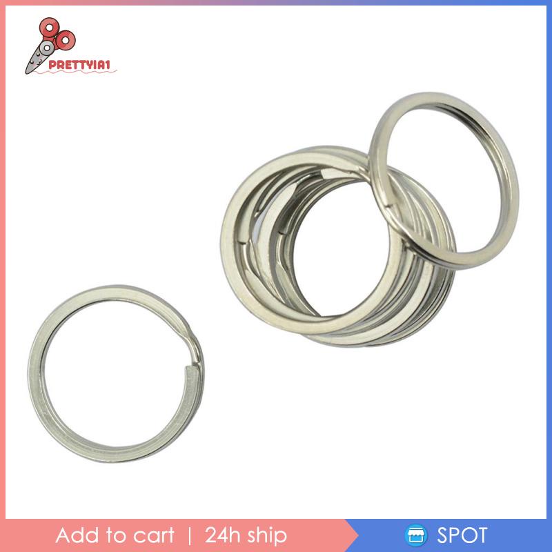 [Prettyia1] Vòng Móc Chìa Khóa Tròn Chia Ngăn Bằng Thép Không Gỉ 35Mm DIY