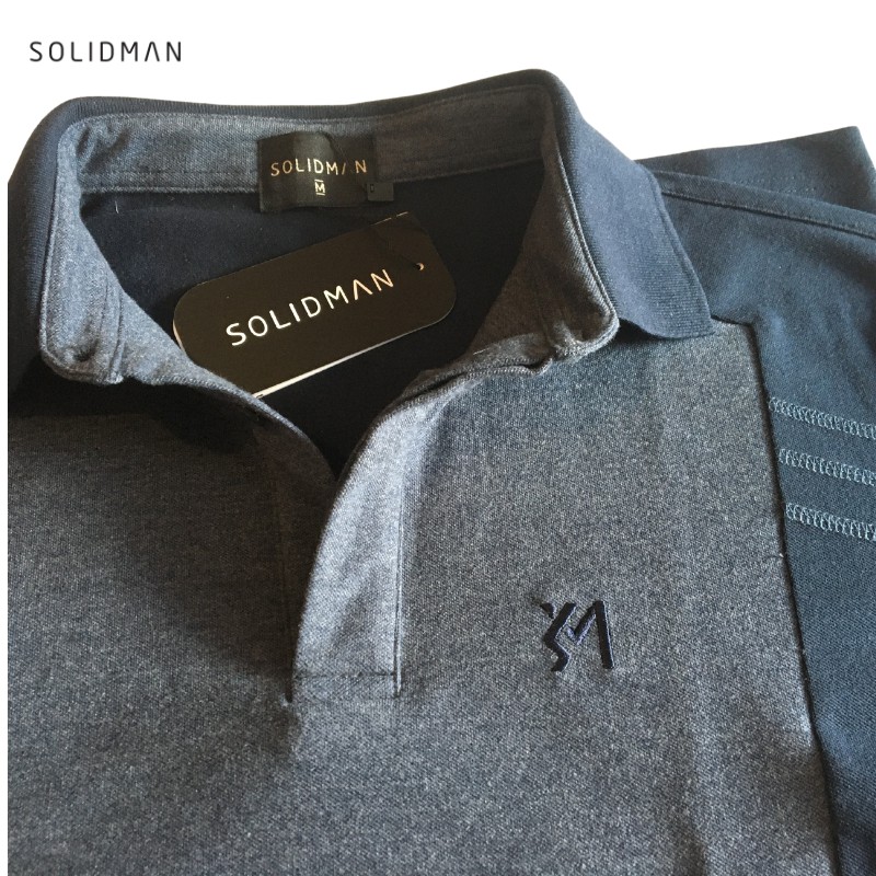 [FREESHIP] Áo Polo nam cổ bẻ SOLIDMAN, màu XANH NAVY phối XÁM sang trọng, chất thun cotton cvc, thấm hút mồ hôi tốt | BigBuy360 - bigbuy360.vn