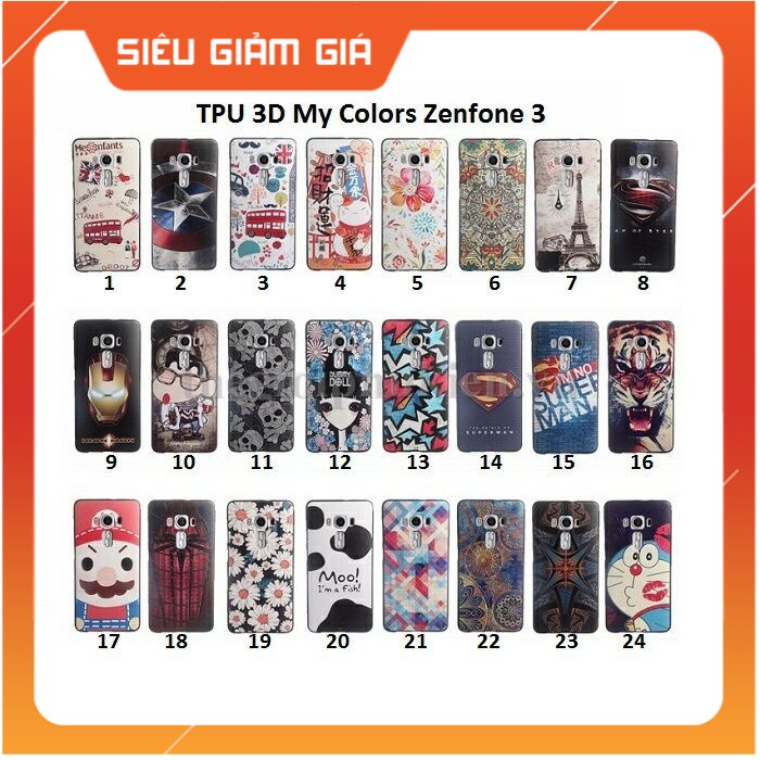 Ốp lưng hình 3D sần cao cấp hãng My Colors cho Asus Zenfone 3 5.5 ZE552KL.