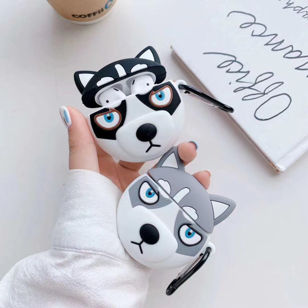 ☘️Tặng kèm móc☘️ Case bao Airpod 1 2 PRO Chó Husky - Vỏ bọc Cover đựng tai nghe không dây