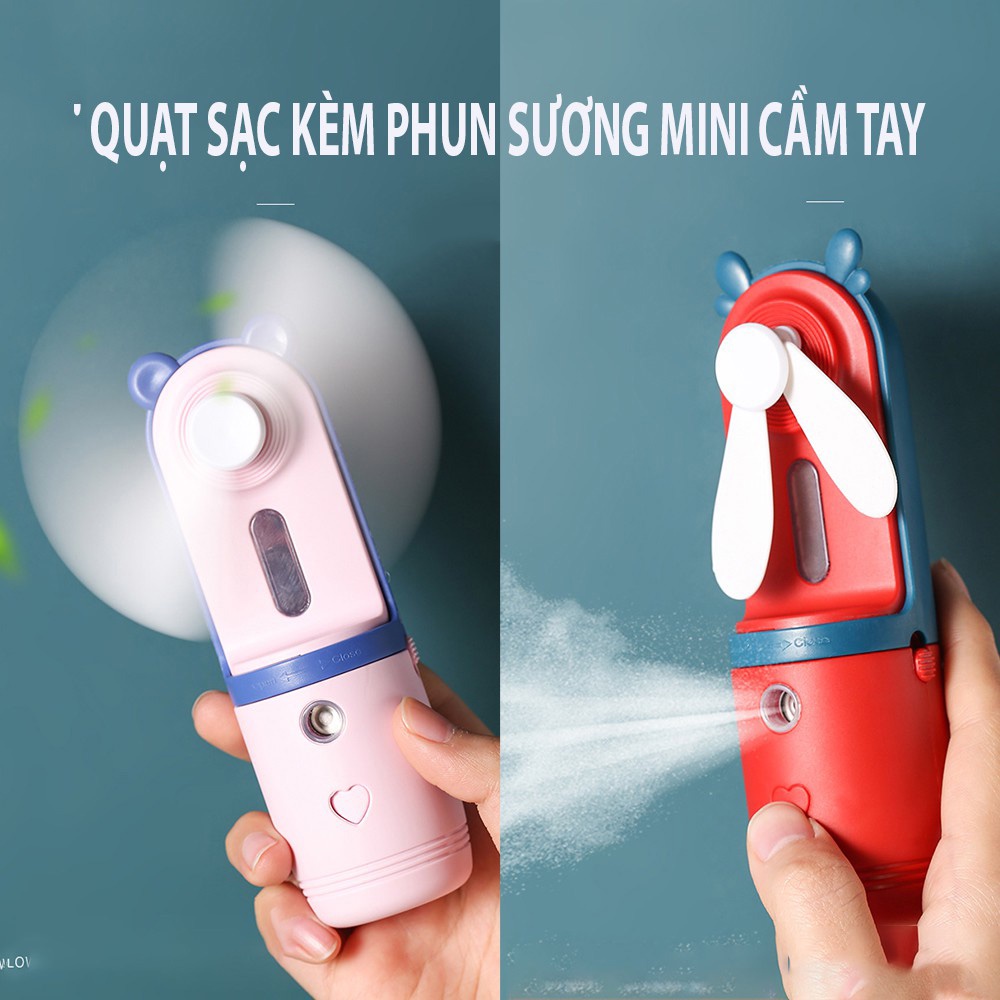 Quạt Phun Sương Tạo Ẩm Mini Cầm Tay Tích Điện Giữ Ẩm Cho Da Cổng USB Đa Năng Tiện Lợi