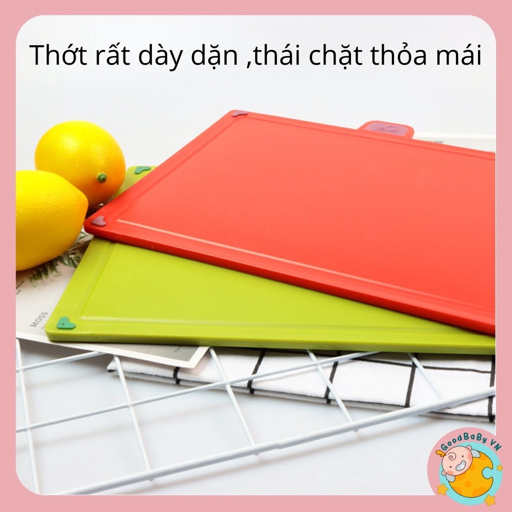 Bộ 4 thớt nhựa ăn dặm,nhà bếp kháng khuẩn dày dặn kèm khay đựng vệ sinh Goodabyvn