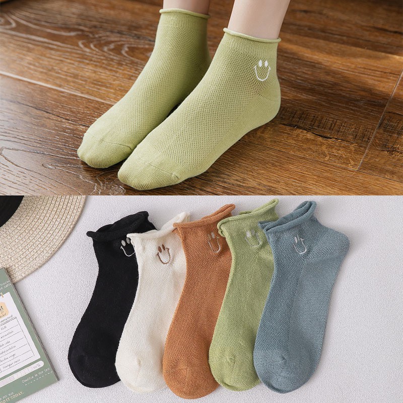 [SET 5 ĐÔI] Vớ Nữ Cổ Ngắn Cao Cấp Họa Tiết Cute, Tất Nữ Cotton mềm mịn, thoáng mát khử mùi