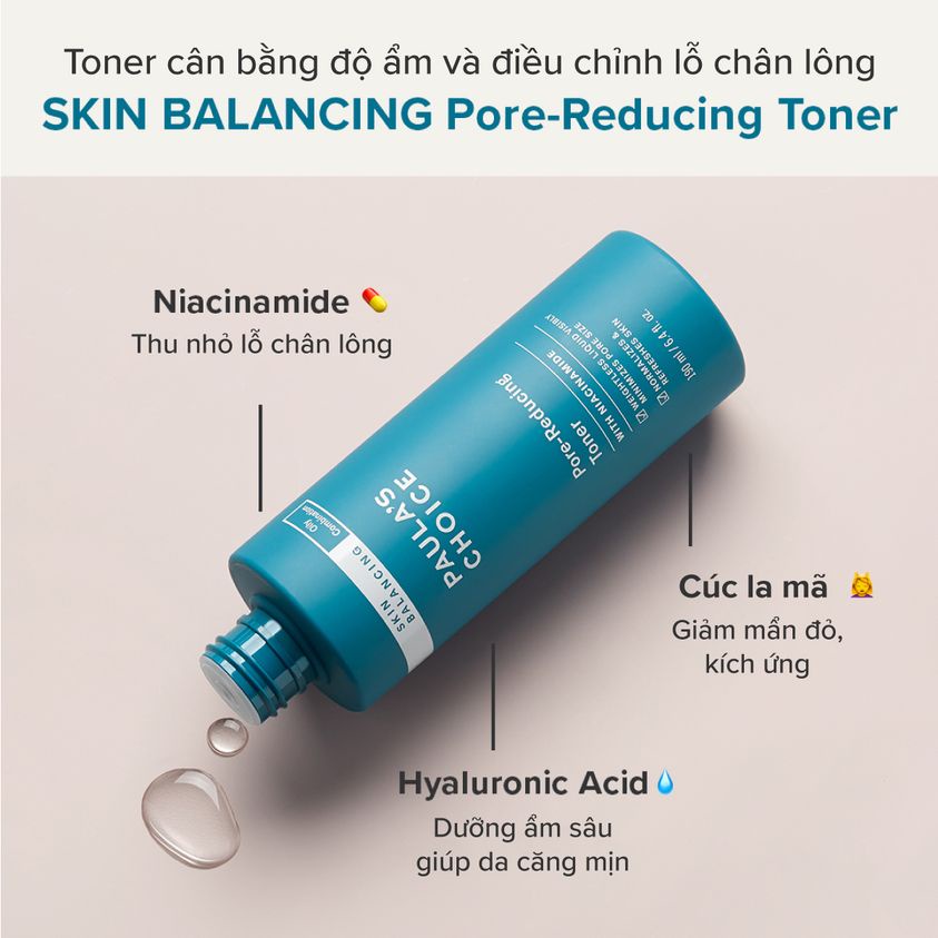 [PAULA'S CHOICE] Toner Cân Bằng Và Se Khít Lỗ Chân Lông Da Dầu Mụn Skin Balancing Pore Reducing Toner 190ml (Mã 1350)