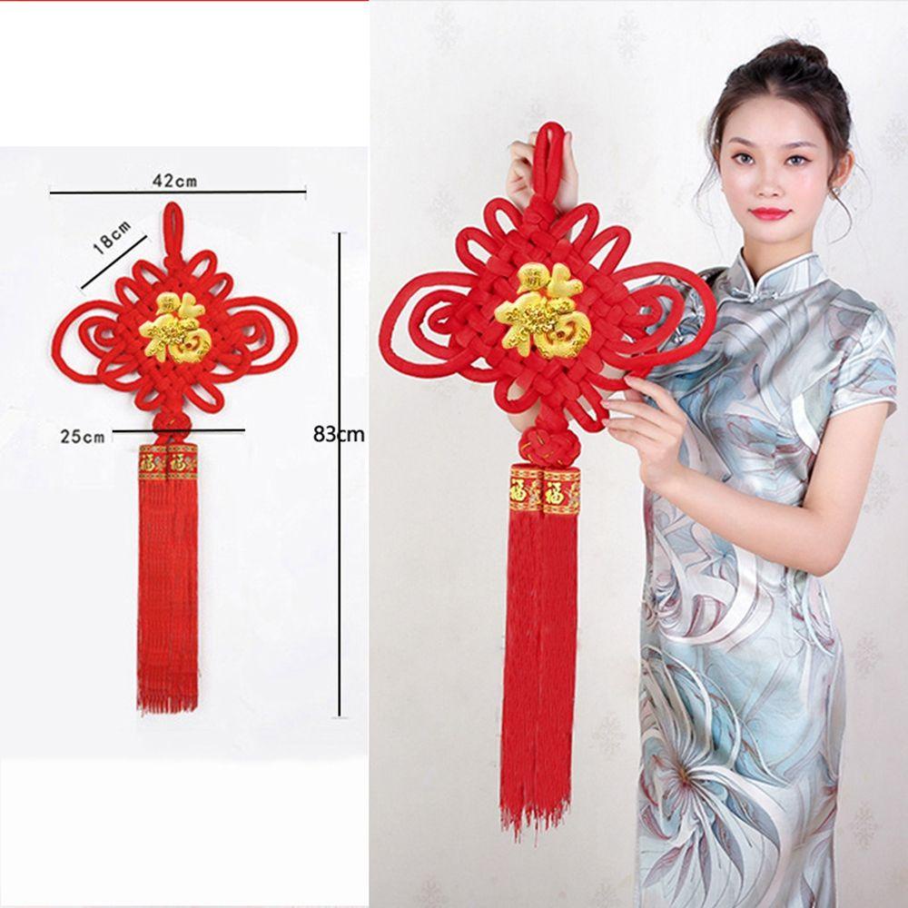 Dây Tua Rua Màu Đỏ Dệt Tay Nhân Vật Fu Cầu Bình An May Mắn Trang Trí Năm Mới