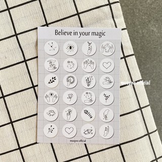 Sticker tròn trang trí nhật ký Bullet Journal/ Planner: Believe In Your Magic