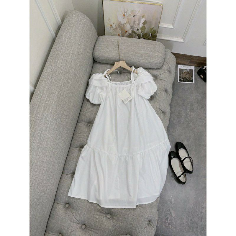 VÁY BABYDOLL TAY PHỒNG MÀU TRẮNG