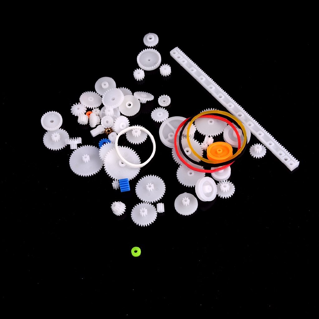 [TAT] 60 pcs Plastic Gear Set DIY Rack Pulley Belt Worm Single Double Gears CVX