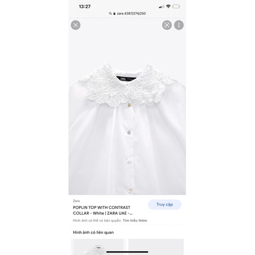 Sơ mi Zara nữ cổ ren xuất dư xịn cho nữ
