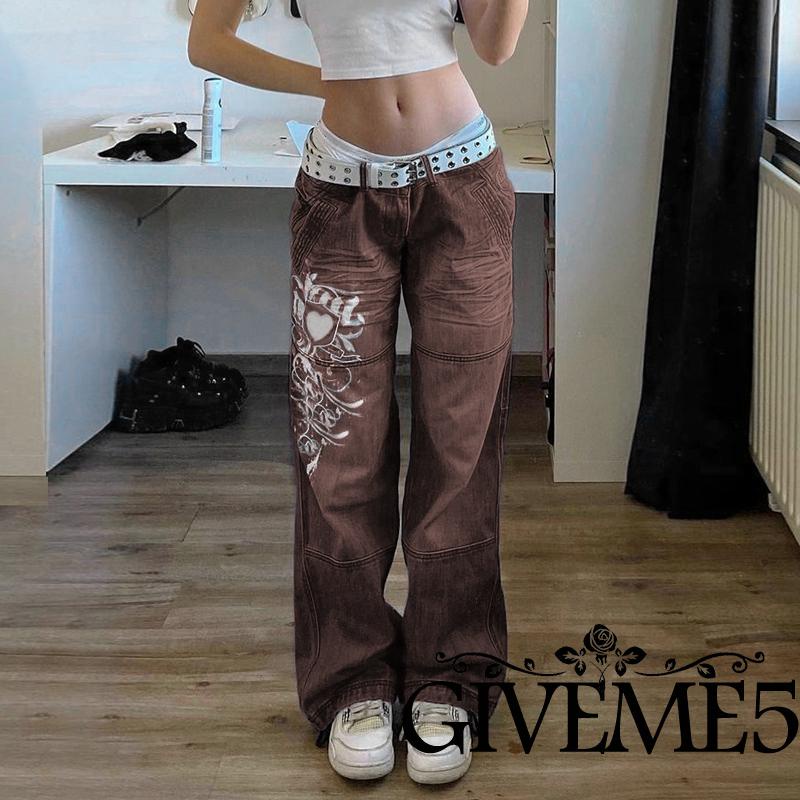 Quần jeans nữ lưng thấp thời trang vintage
