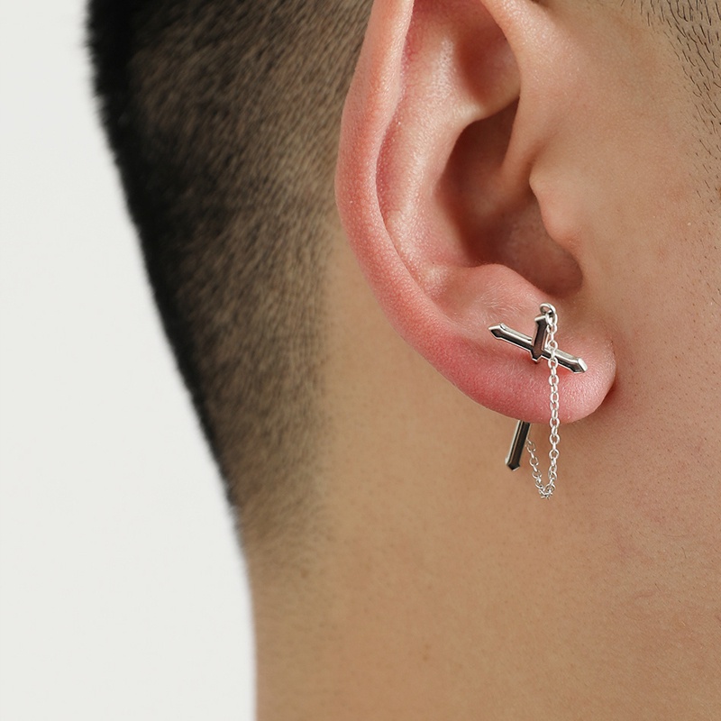Khuyên Tai Hình Chữ Thập Phong Cách punk Cá Tính