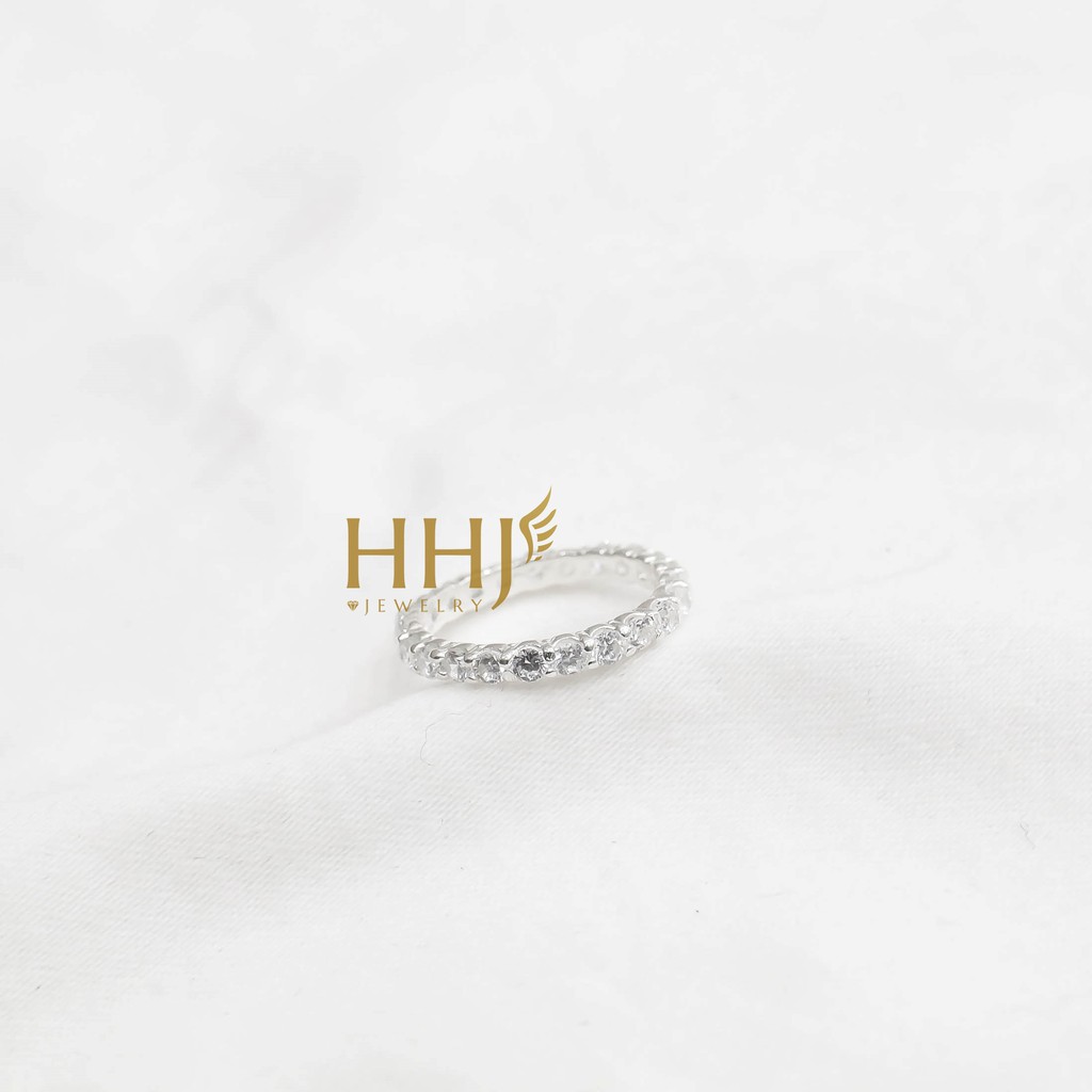 Nhẫn 1 hàng đá đính đá - full ring - HHJ - Bạc S95