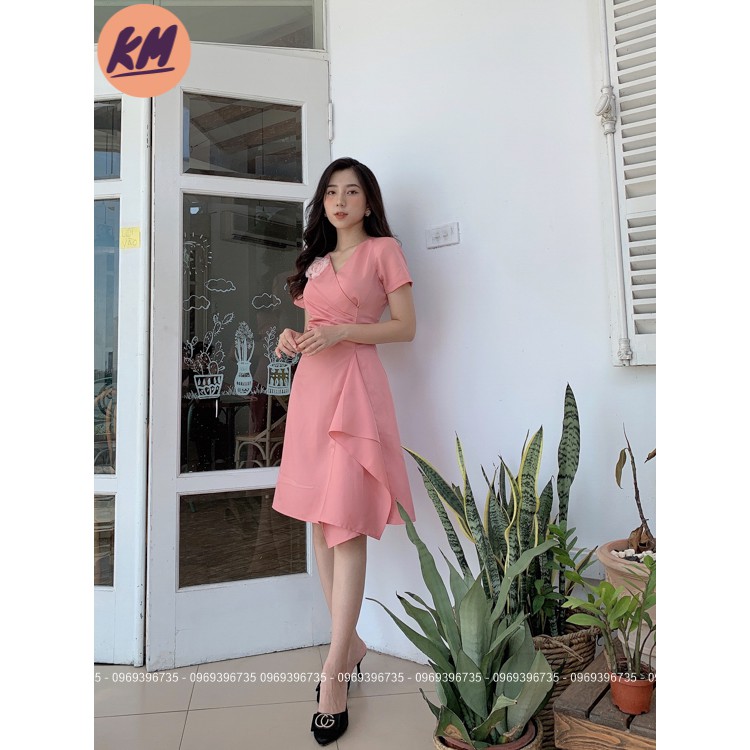 Đầm Xòe Chiết Eo Nữ Tính - Đầm Công Sở Cổ V Sang Trọng (Chất lượng) | BigBuy360 - bigbuy360.vn