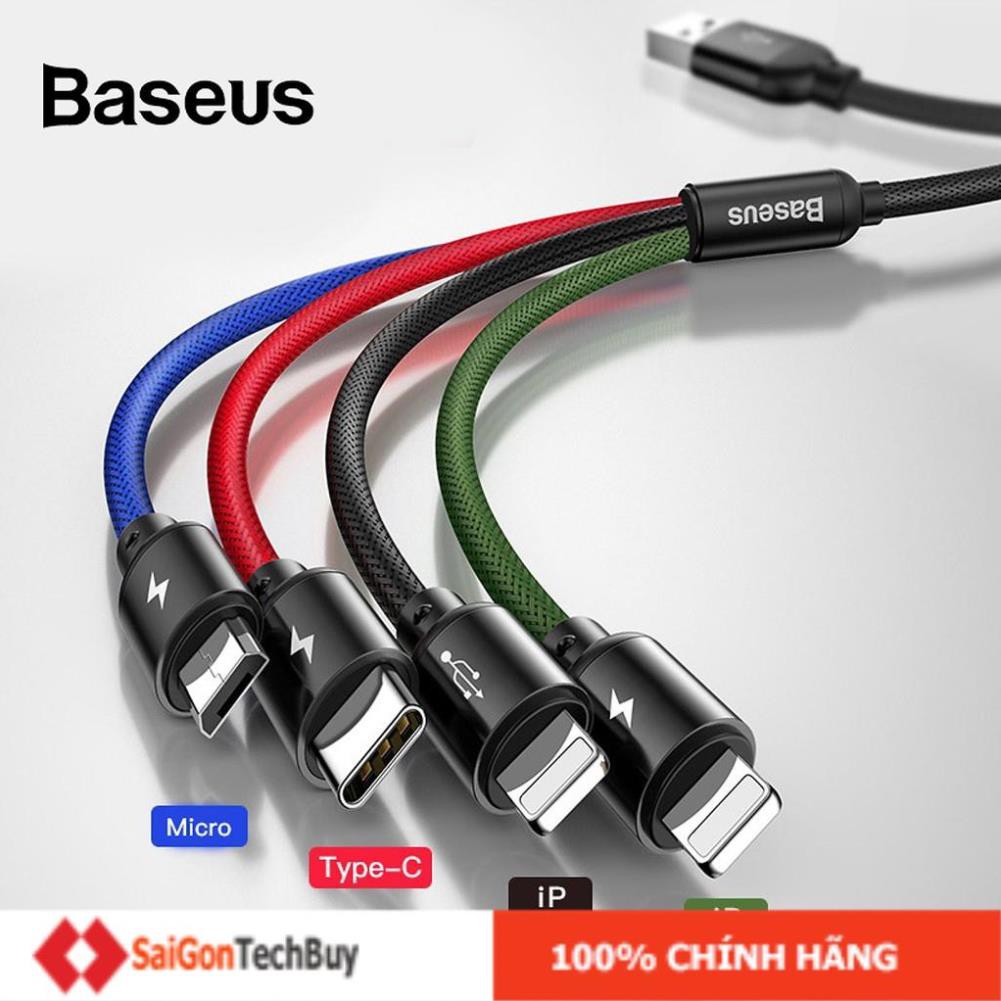 Dây cáp sạc đa năng Baseus Rapid 4 in 1 Type-C, 2 Lighning, Micro USB, cho iPhone/ iPad, Smartphone & Tablet Android