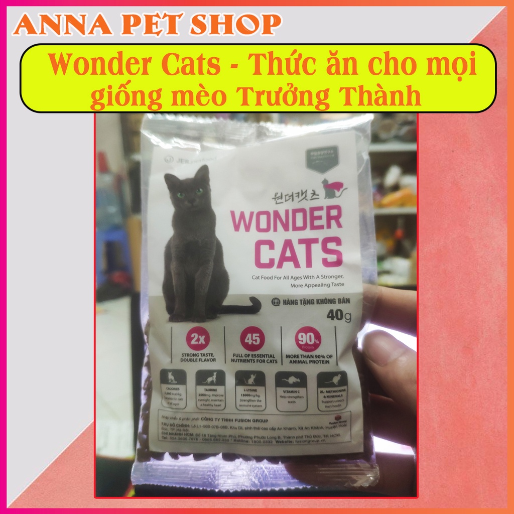 Wonder Cat - Thức ăn hạt cao cấp cho mèo trưởng thành gói ăn thử 40g