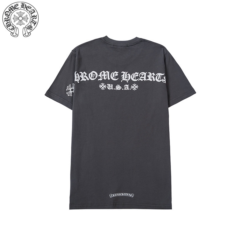 Ready Stock Chrome Hearts Sanskrit Letter Print Couples Cotton T-Shirts Summer Sports Casual Short Sleeve Tops Unisex