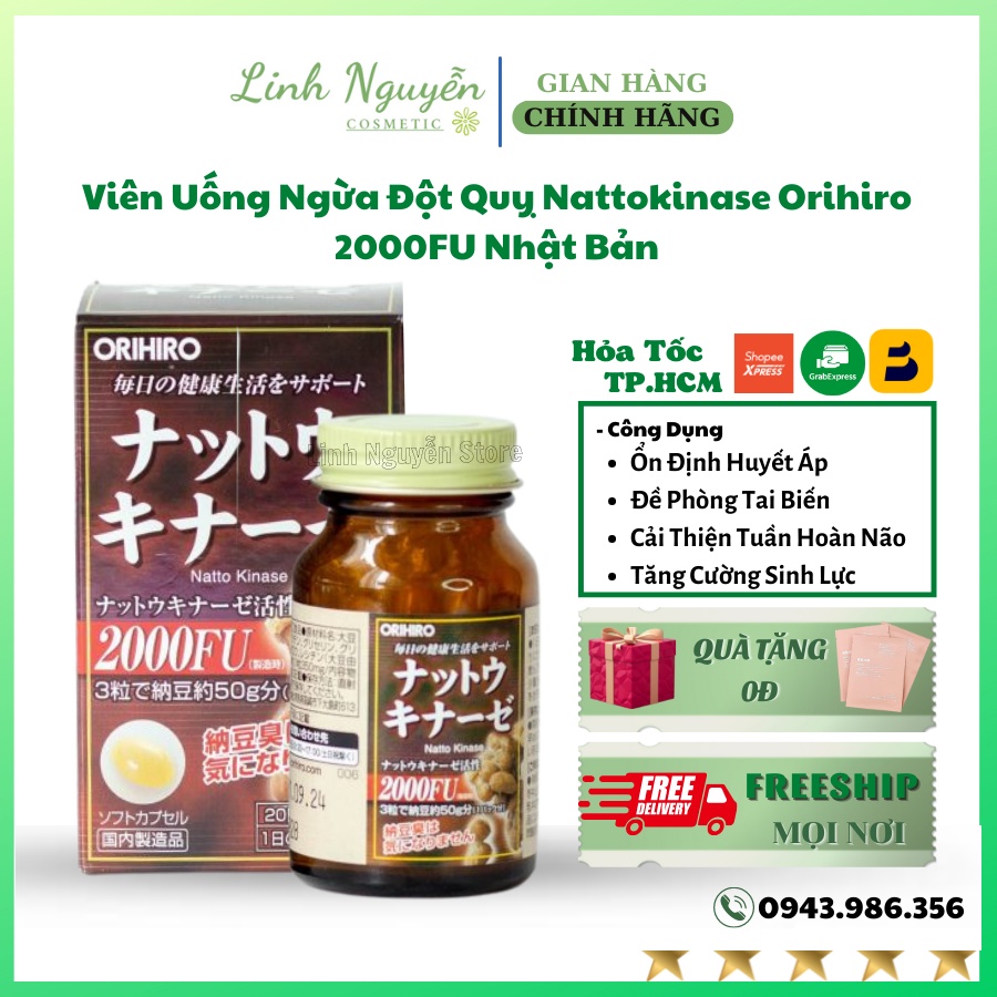 Viên Uống Ngừa Đột Quỵ Nattokinase Orihiro 2000FU Nhật Bản