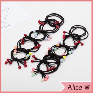 Dây cột tóc ba trong một đính hạt đỏ / cherry nhỏ xinh xắn phong cách hàn quốc