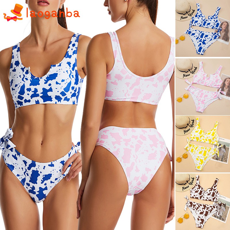 Đồ Bơi Lưng Cao Hoạ Tiết Da Bò Cho Phái Nữ