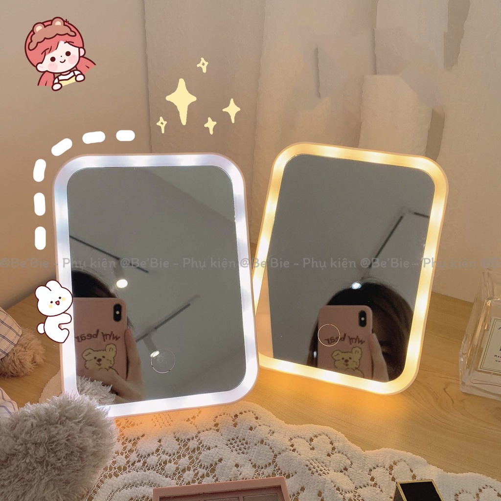 Gương mini cảm ứng 2 in 1 có đèn viền BeBie - BP379