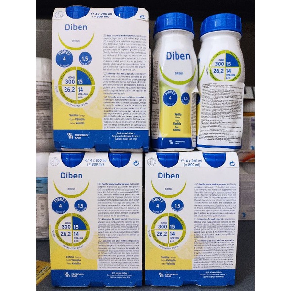 Sữa dinh dưỡng pha sẵn DIBEN DRINK VANILLA cho người đái tháo đường, chai 200ml, lốc 4 chai.