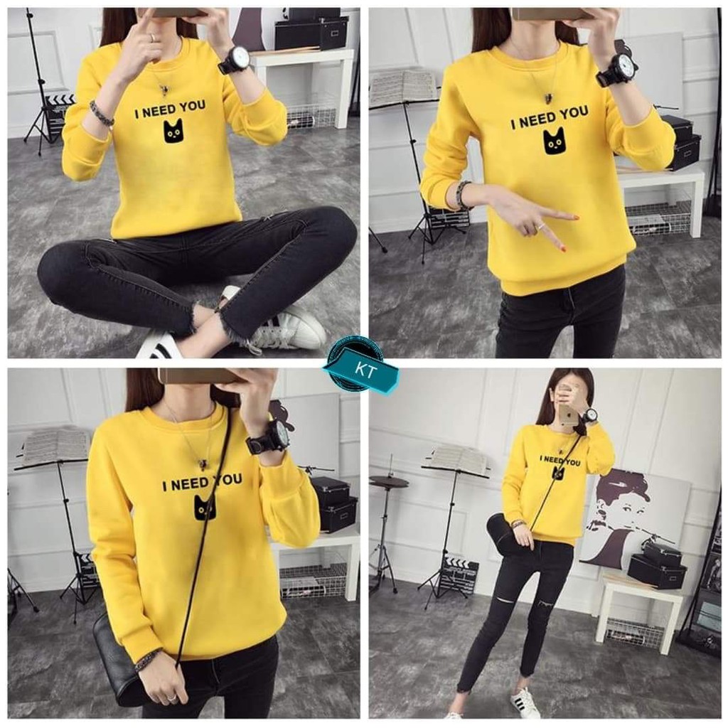 [FREESHIP ĐƠN TỪ 50K] Áo thun I Need You mặt mèo đen KTH1119