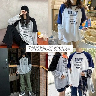 Áo nỉ sweater raglan dài tay red alert hot ulzzang