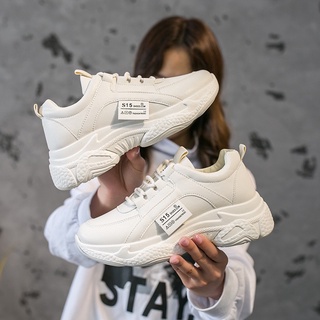 Giày MWC 0445 - Giày Thể Thao Nữ Da Cao Cấp, Giày Thể Thao Độn Đế Màu Trắng, Kem Trẻ Trung