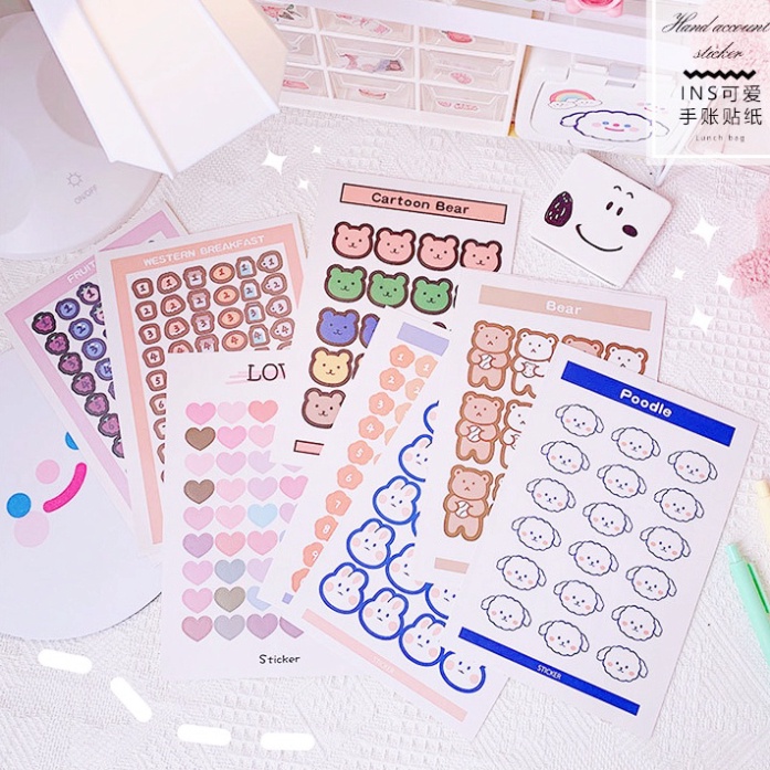 Bộ 12 Sticker dễ thương tem dán chống nước, sticker dán laptop, điện thoại, đàn guitar, mũ bảo hiểm, vali, ipad PK638