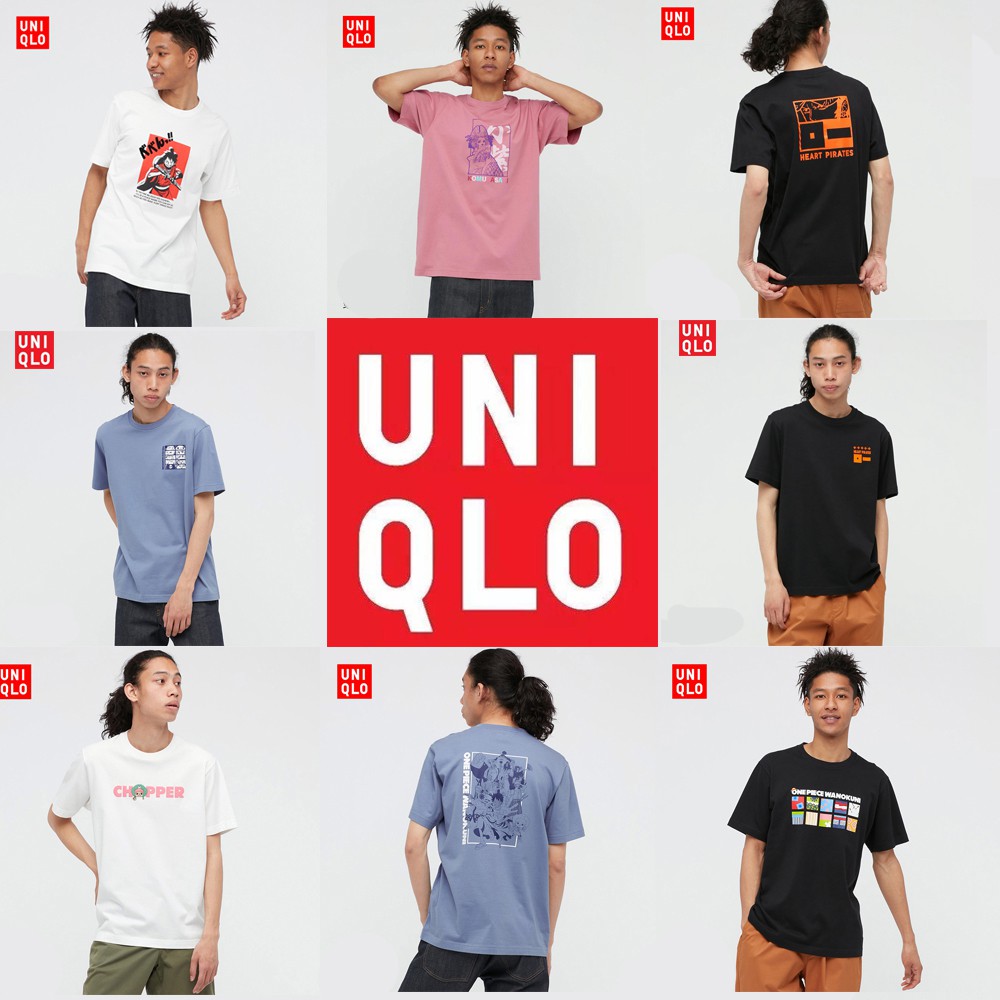 Uniqlo Áo Thun Tay Ngắn In Hình anime one piece Dành Cho Nam Và Nữ