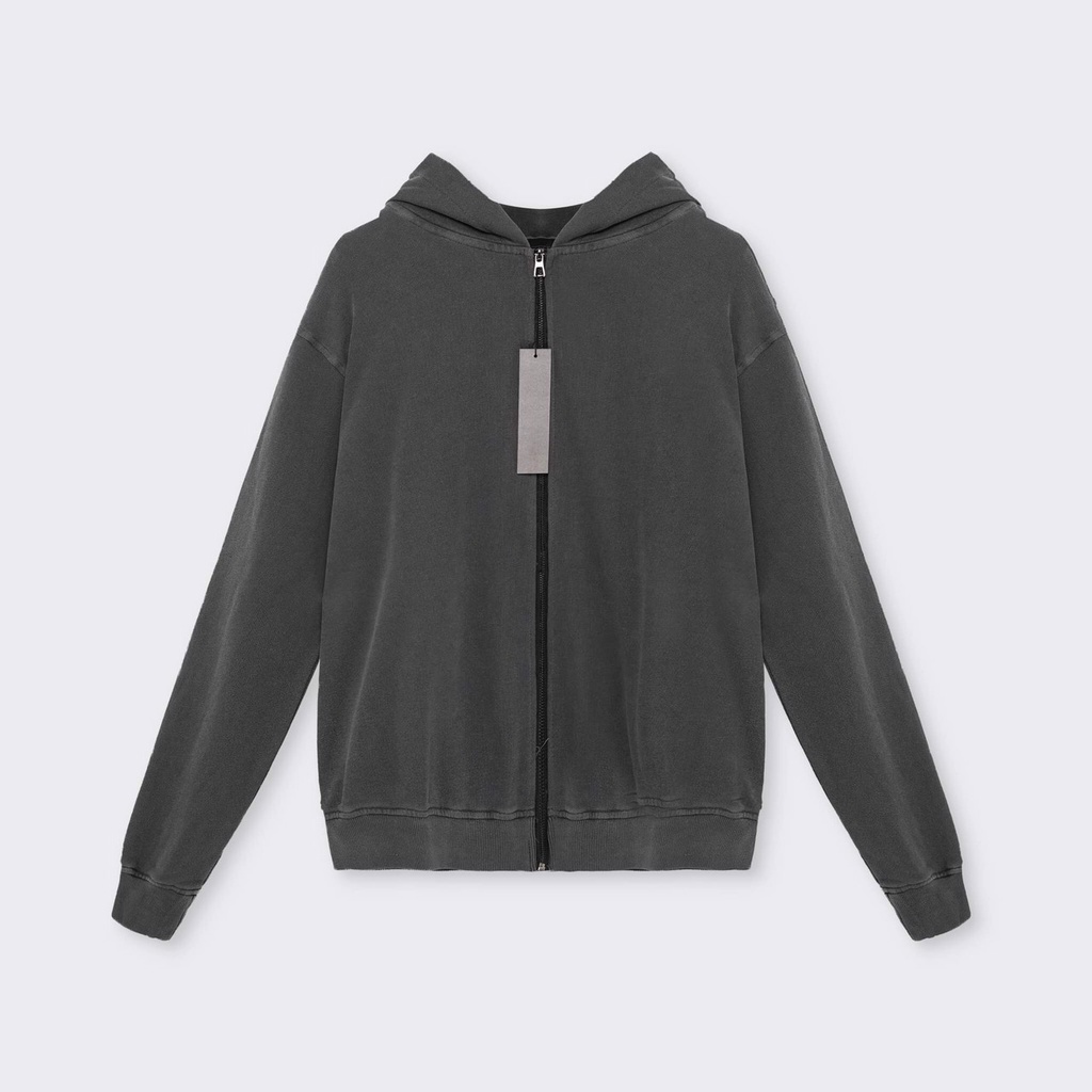 Áo khac zipper jacket Wash Plain MSW town có túi, áo nỉ khóa có mũ nam nữ unisex