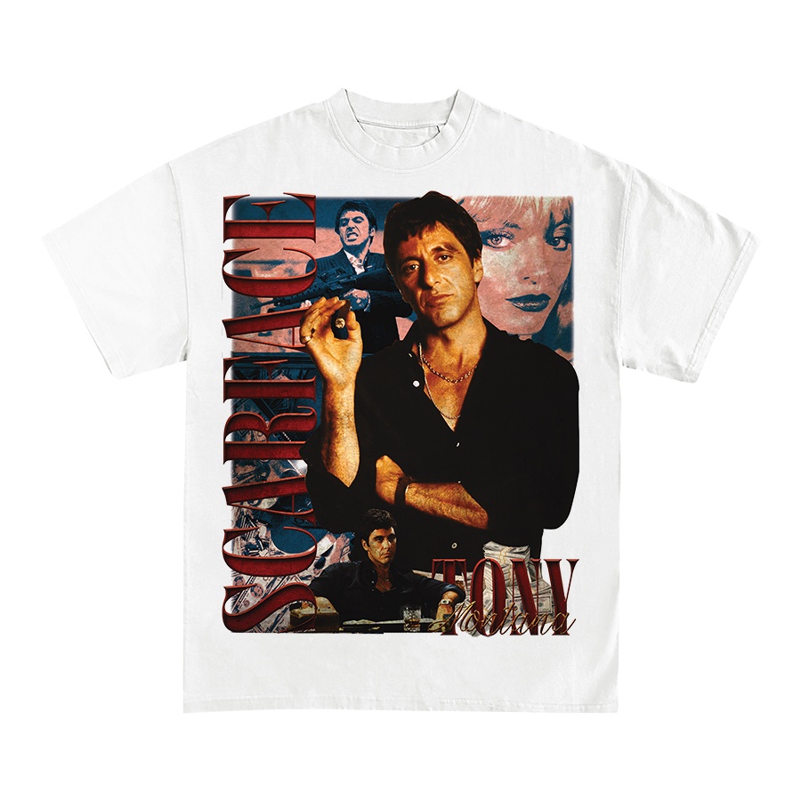 BLANK | Áo Thun Tay Lỡ SCARFACE Lỡ Unisex - Đen/Trắng Cổ Tròn