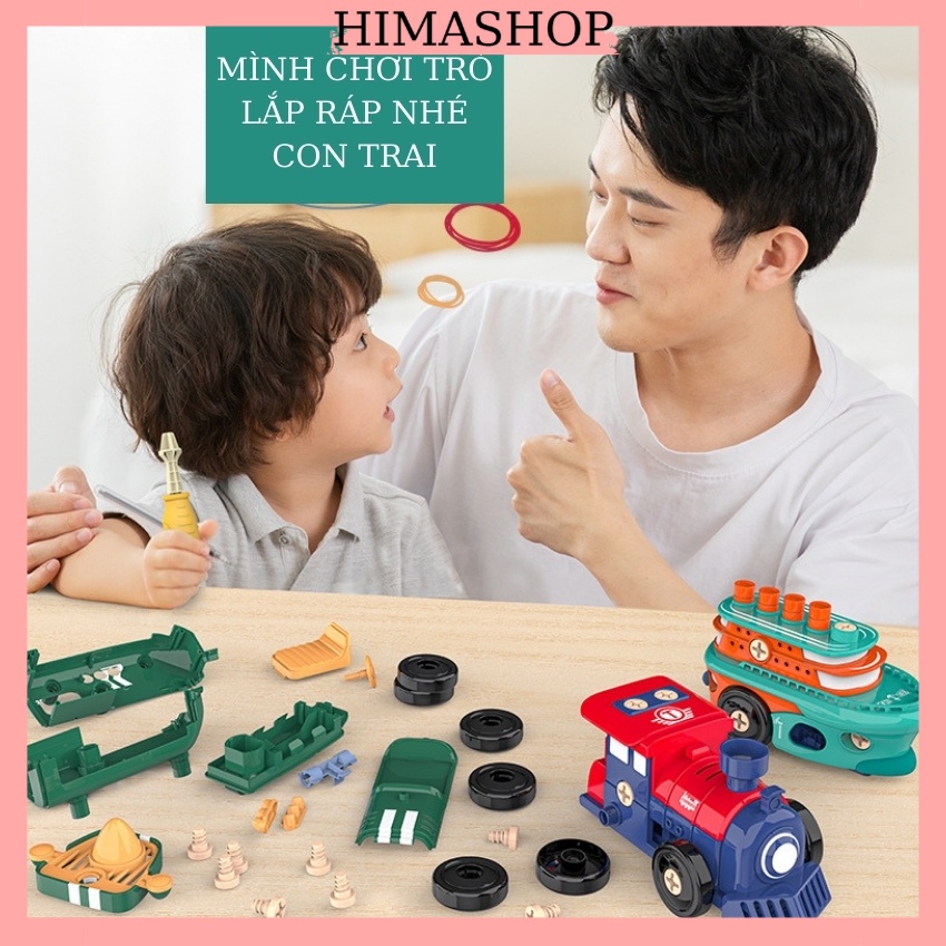 Đồ Chơi Xe Lắp Ráp Mô Hình Ô Tô Tàu Lửa, Máy Bay Thông Minh Cho Bé HIMASHOP H034