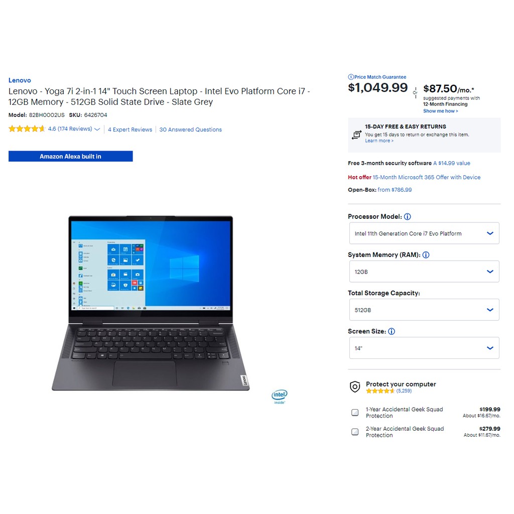 Laptop Lenovo Yoga Slim 7 14ITL05 ( 2-in-1 ) i7 1165G7 | RAM 12GB | SSD 512GB | BigBuy360 - bigbuy360.vn