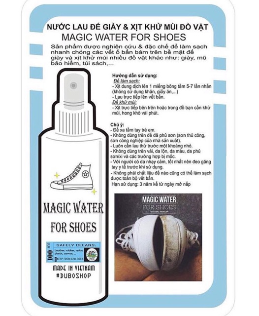 MAGIC WATER FOR SHOES - Nước lau đế giày và khử mùi