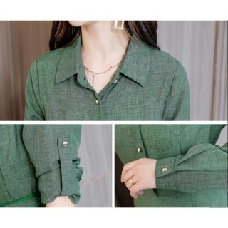 Đầm Nữ Tay Dài Eo Thắt Nơ Thời Trang Công Sở