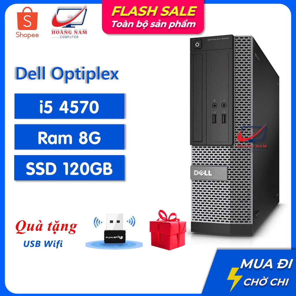 Case Máy Tính Đồng Bộ Để Bàn ⚡️Freeship⚡️ PC Dell Optiplex 3020 Core i5 4570/Ram 8GB/ SSD 120GB - BH 12 Tháng