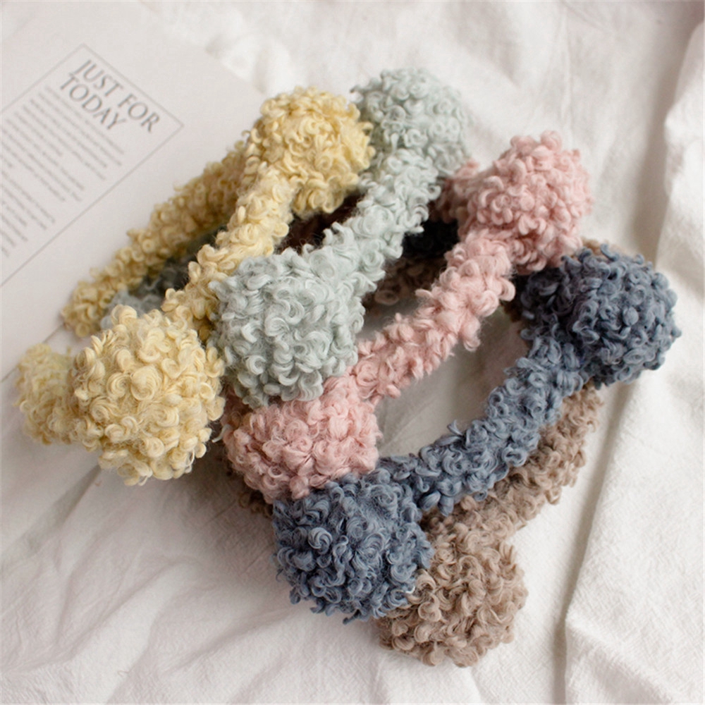 Cài tóc nhung lông phối tai gấu đáng yêu phong cách Hàn Quốc nữ tính