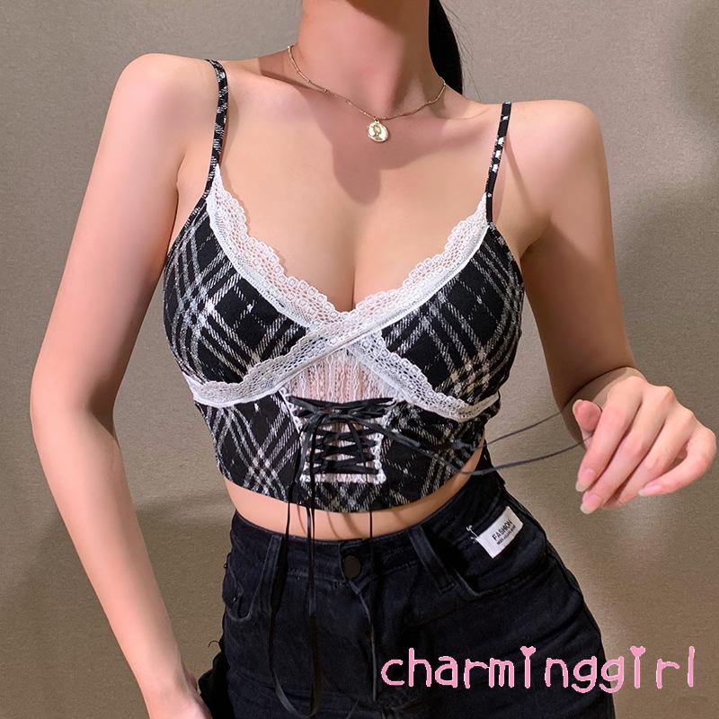 Áo Lửng Hai Dây Cổ Tim Phối Ren Quyến Rũ Dành Cho Nữ | BigBuy360 - bigbuy360.vn
