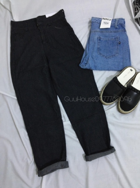 Quần bò nữ Shynstores - quần baggy jeans dáng trơn lưng cao chất đẹp freeship